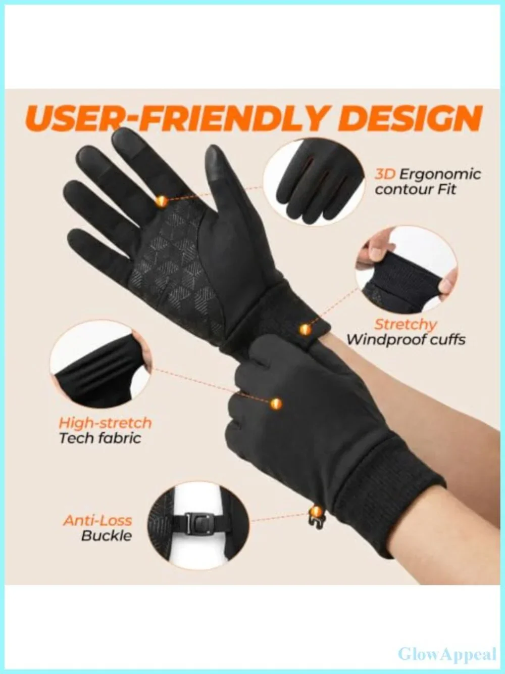 Thermal Touch Screen Winter Gloves for Running Cycling Hiking, Windproof